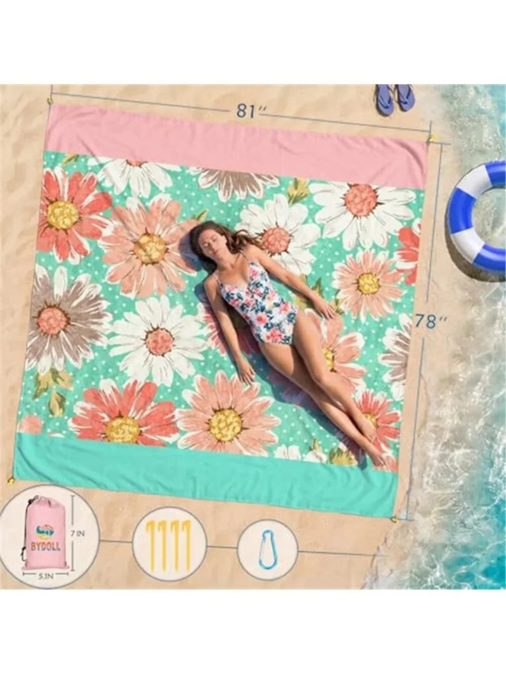 Beach Blanket Waterproof Sandproof,78''X81''/78''X110'' Large Sand Free